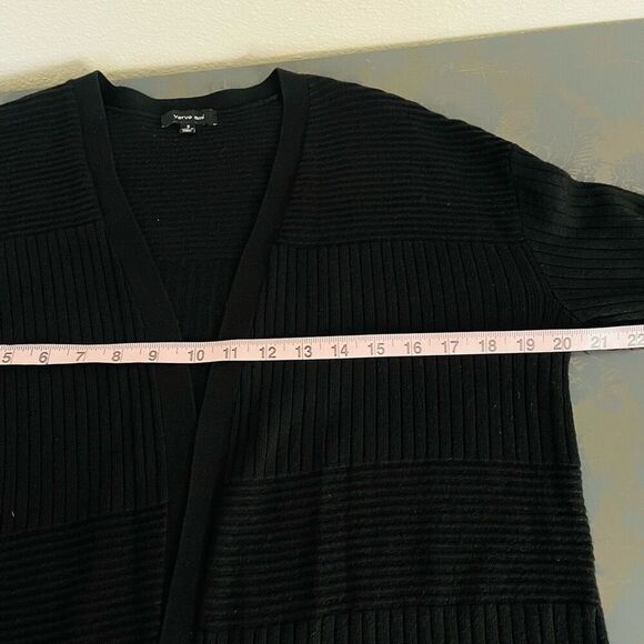 Verve Ami Long Black Open Front Cardigan size Small - Picture 7 of 11